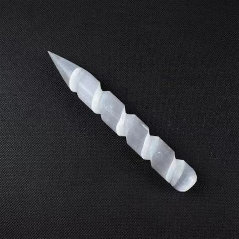 

15cm Natural Selenite Lamp Carved Pyramid Tower Healing Crystal Wand Heart Palm Stone Wicca Decor Point White Plate Gift 1pc