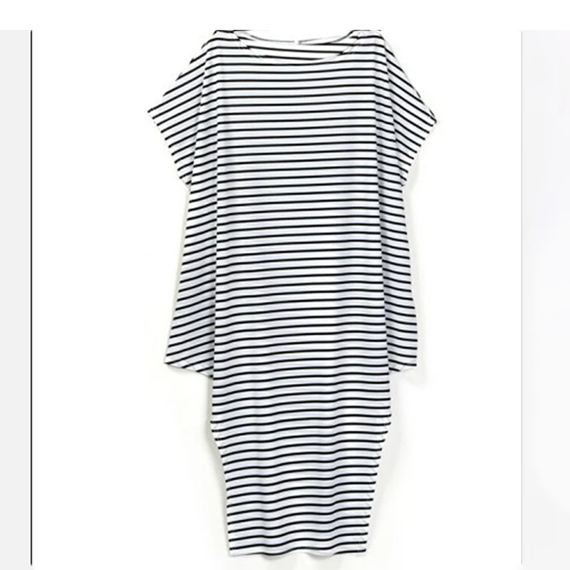 

Sexy Long Maxi Dress Women Summer Casual Long Beach Shirts Asymmetrical Striped Black White Dress Female Ladies Summer Dresses