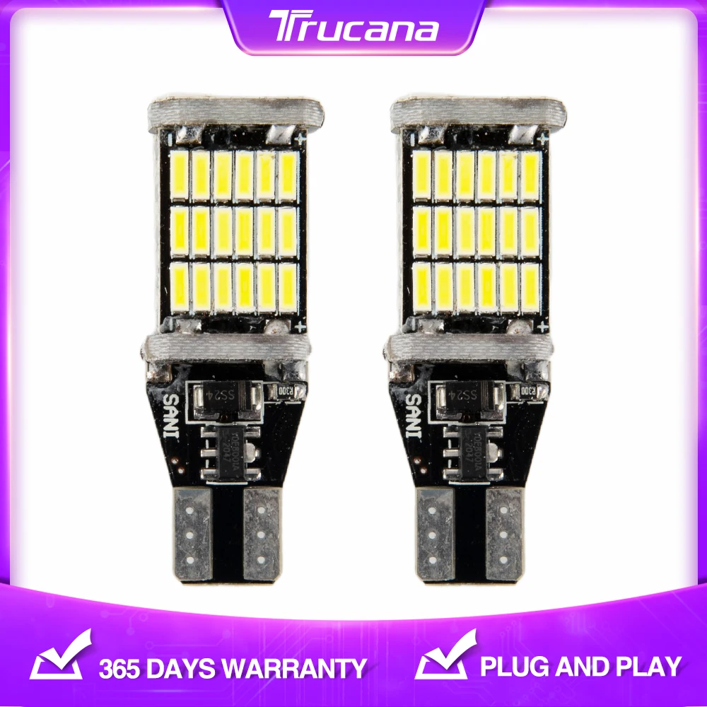 

Trucana 2PCS T15 W16W 921 912 LED Canbus No Error Bulbs 6500K Car Lights 4014 45SMD Super Bright Led Car Reverse Parking Bulb