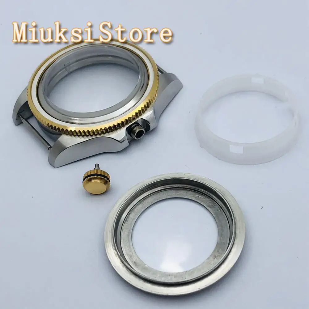 Чехол-накладка из сапфирового стекла 43 мм серебристо-золотистый прозрачный