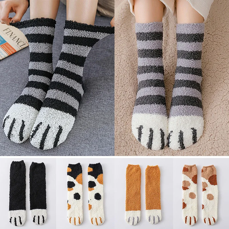 1 пара женские теплые носки для зимы милые толстые пушистые флисовые Носки с