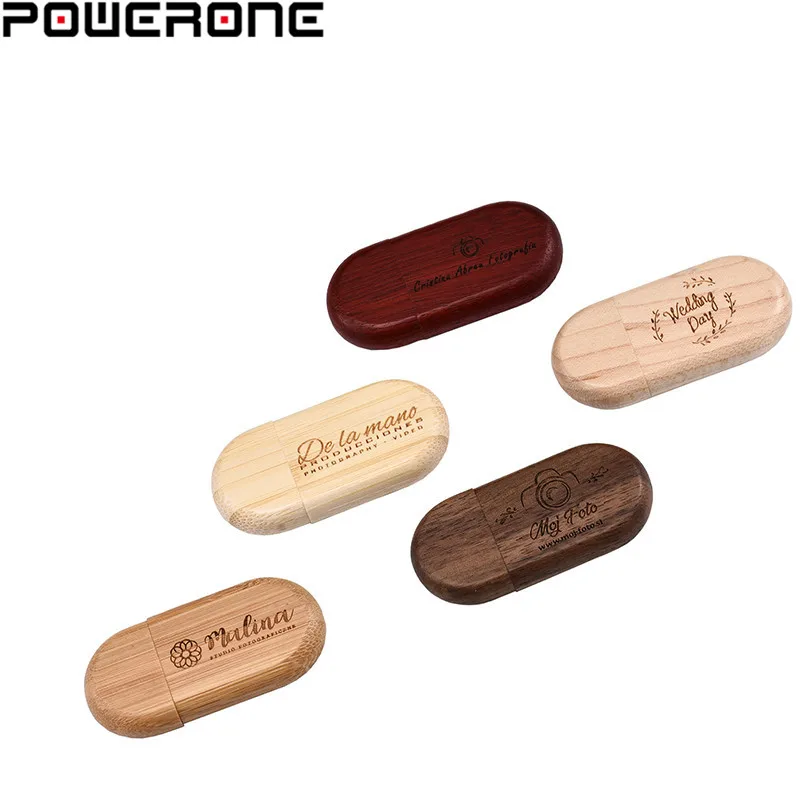 POWERONE 1 шт. Бесплатный Логотип Деревянный + коробка персональный флэш накопитель с