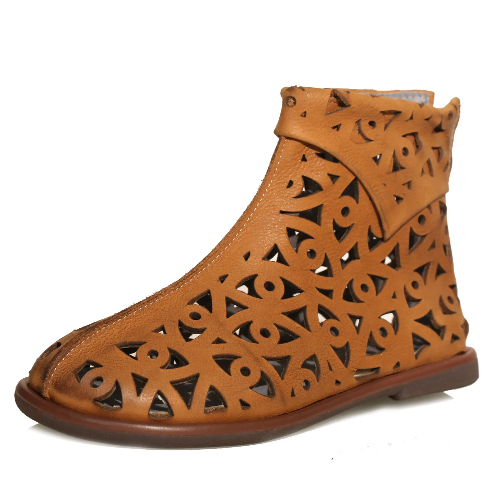 

2020 Casual Women Ankle Boots Summer Flat Women's Sandals Rome Style Hollow Out Breathable Sandal Boots Round-Toe