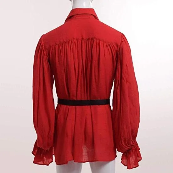 Мужские оригинальные топы с оборками и песочным воротником в стиле викингов