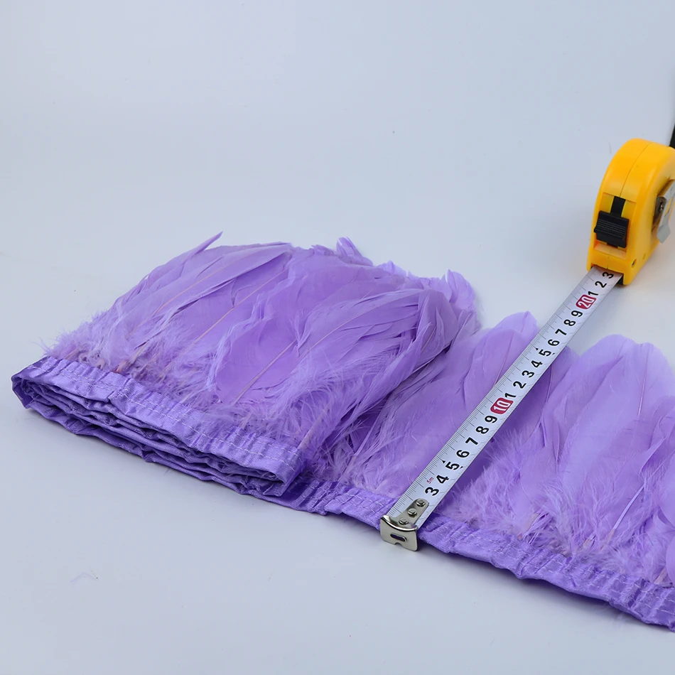 2 ярда окрашенные гусиные перья отделка бахрома 6-8 дюймов Шлейфы на ленте для