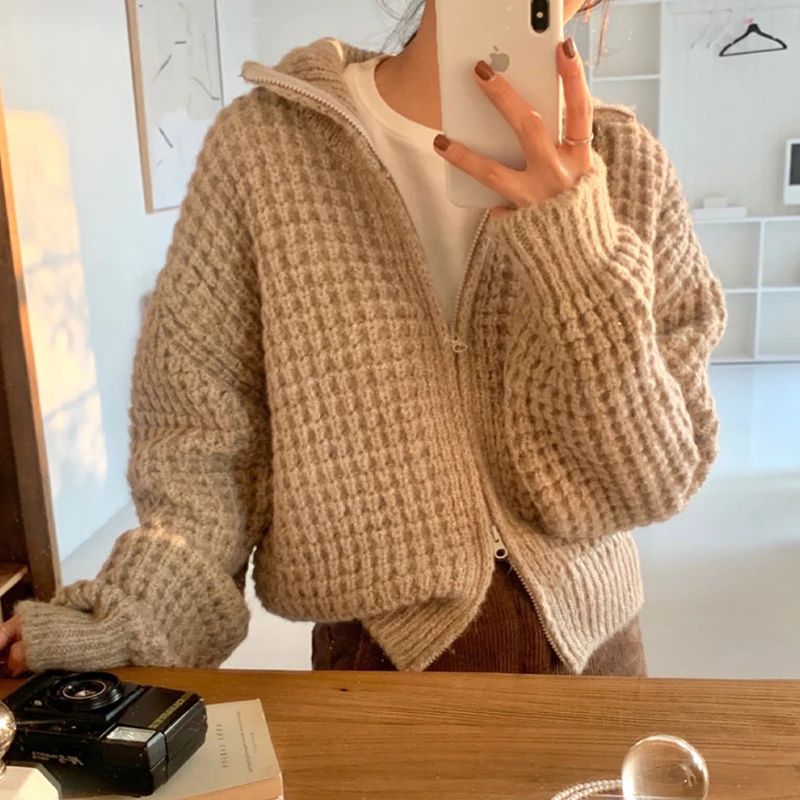 

2021 NewVintage Knitted Cardigans Women's Sweater Kawaii Tweed Sweater Autumn Winter Korean Retro Sweater Knitwear Clothes Tops