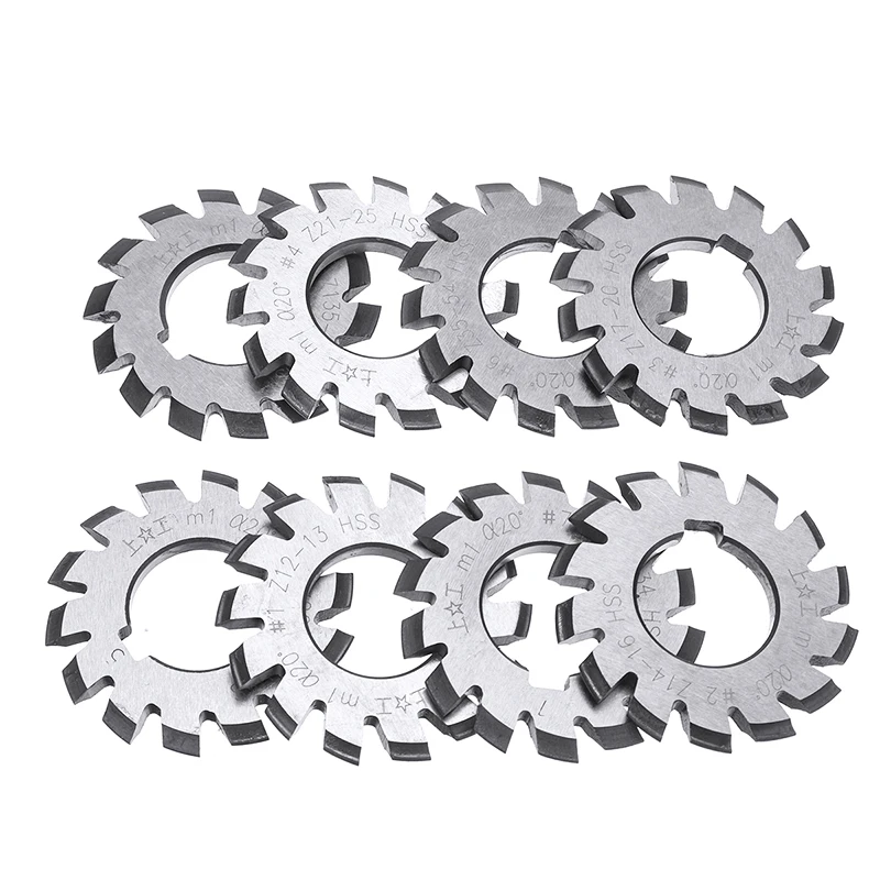 8 шт. M1 Involute Gear 20 градусов HSS #1 Набор резаков передач для фрезерного станка с
