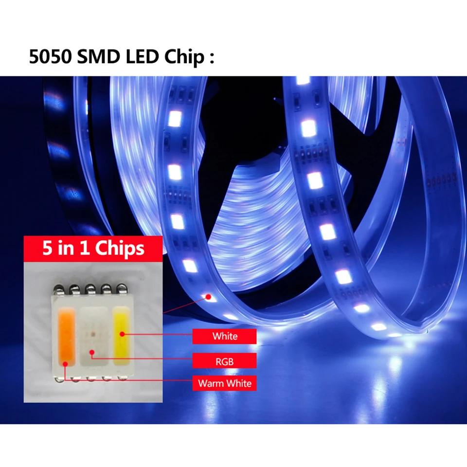 Гибкая светодиодная лента 12 мм RGB CCT 5050 В постоянного тока/24 + белый теплый 5 цветов