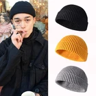 Однотонная теплая вязаная шапка, мужские облегающие шапки, зимняя Осенняя модная шапка в стиле хип-хоп, уличная шапка унисекс, шапка с дыней для женщин и мужчин