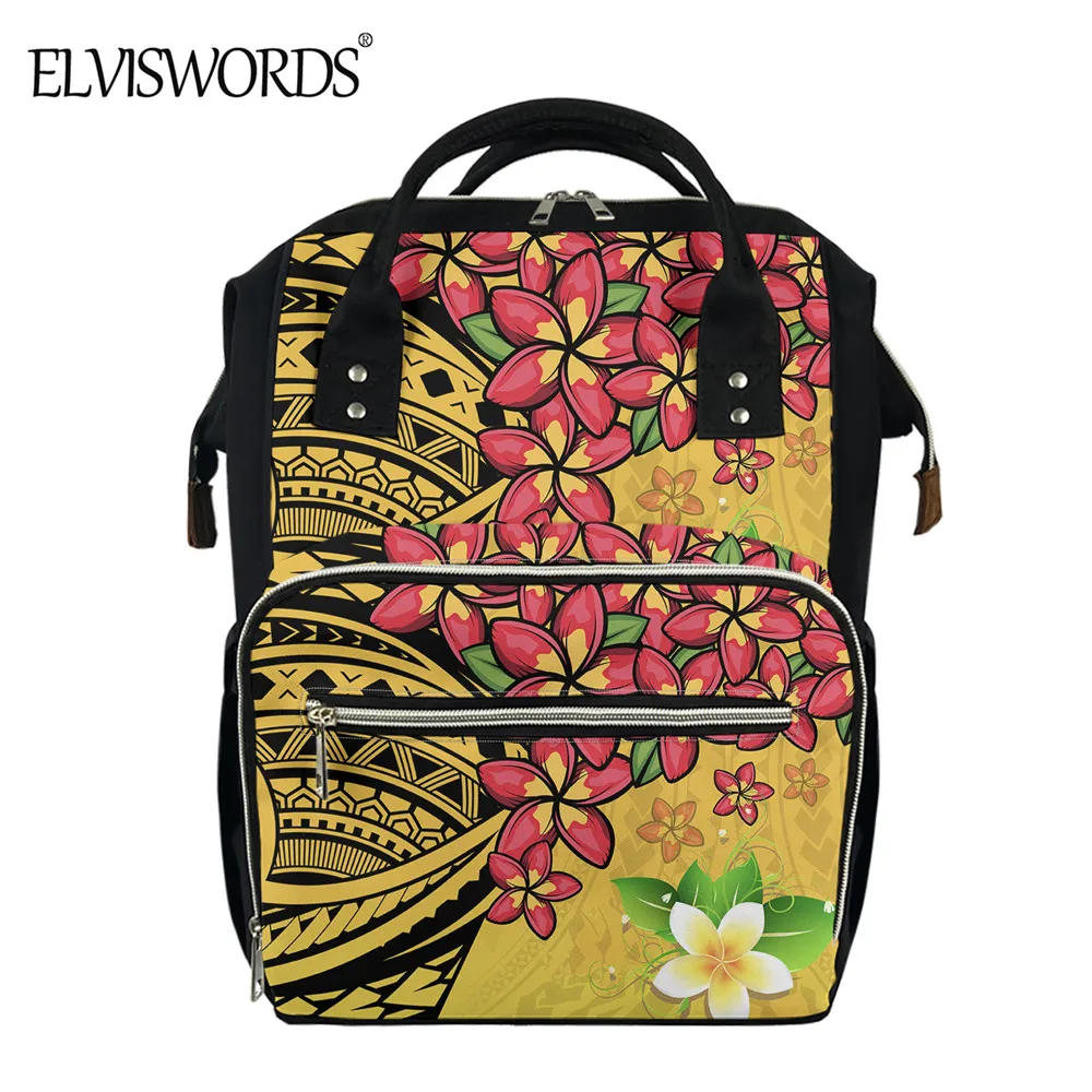 

ELVISWORDS Brand Design Durable Mommy Nursing Bag Hawaii Plumeria Flowers Print Large Capacity Backpack Nappy Maternity Bag