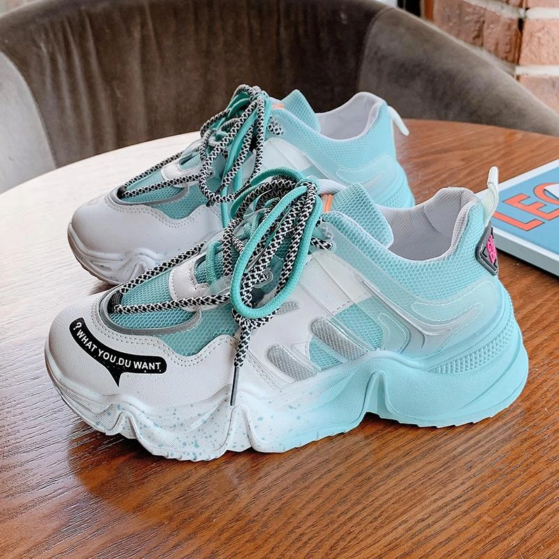 

Кроссовки женские сетчатые на шнуровке, повседневная обувь для тренировок, Вулканизированная подошва, синие, оранжевые