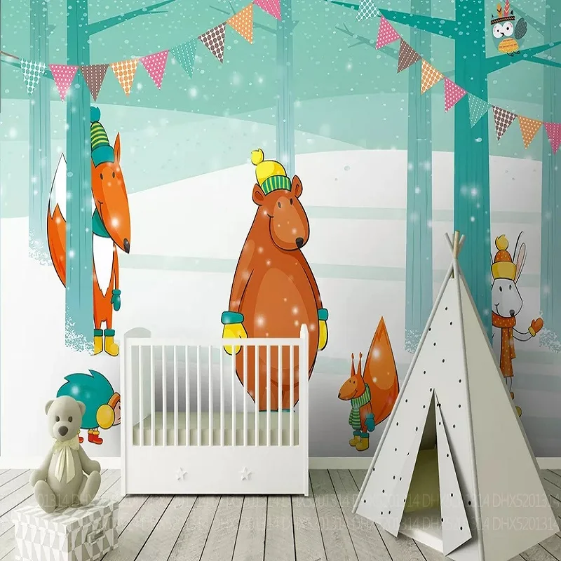 Большие настенные 3D обои на заказ мультяшный медведь дерево детская спальня