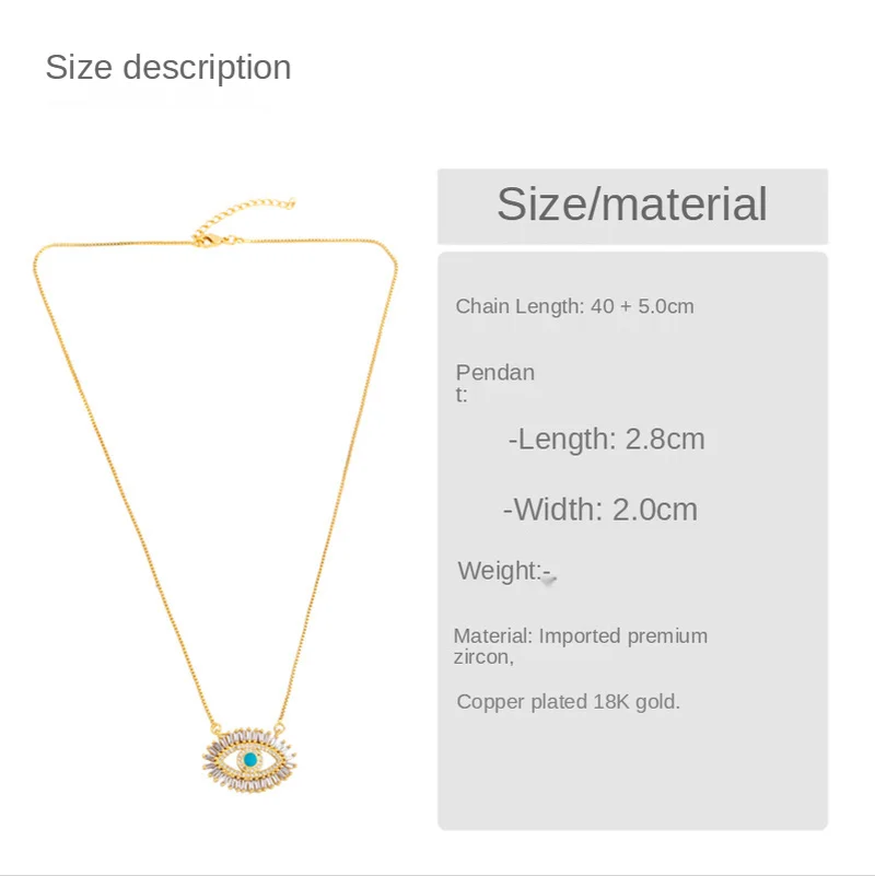

Vintage Micro Inlaid Color Zircon Evil Eye Necklace For Women's Copper Punk Bohemian Turkish Clavicle Chain Jewelry Accessories