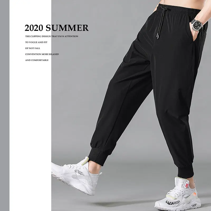 Брюки мужские летние легкие из вискозы Свободные повседневные модные брендовые