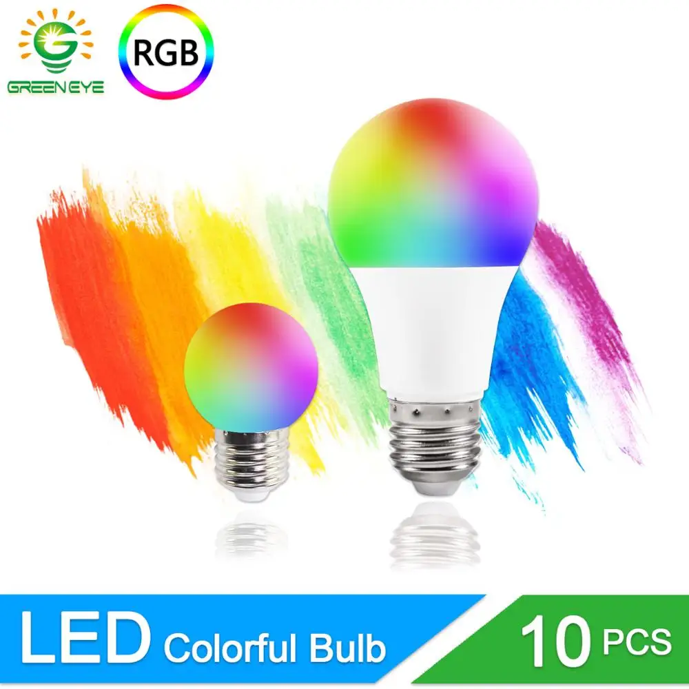 Светодиодная RGB-лампочка E27 3 Вт 7 10 шт. светодиодная лампа A60 G45