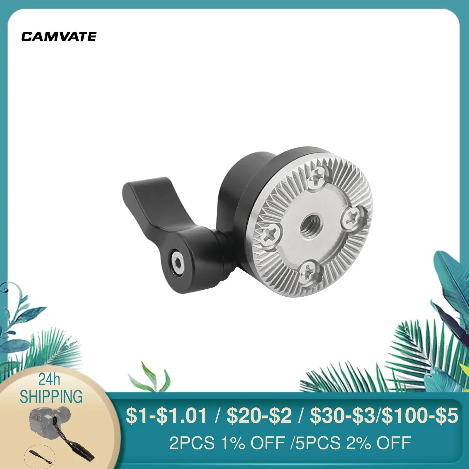 CAMVATE Standard ARRI Rosette M6 Thread Bolt-On Mount With 15mm Single Rod Holder For Camera Wooden handle EVF Mount Attachment camvate aluminum rosette leather handle grip for style rosette one pair black c1446 camera photography accessories