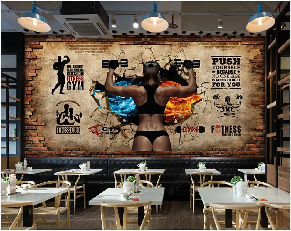 

3d wallpaper custom photo mural Retro brick wall inspirational sports fitness club living room Wallpaper for walls in rolls