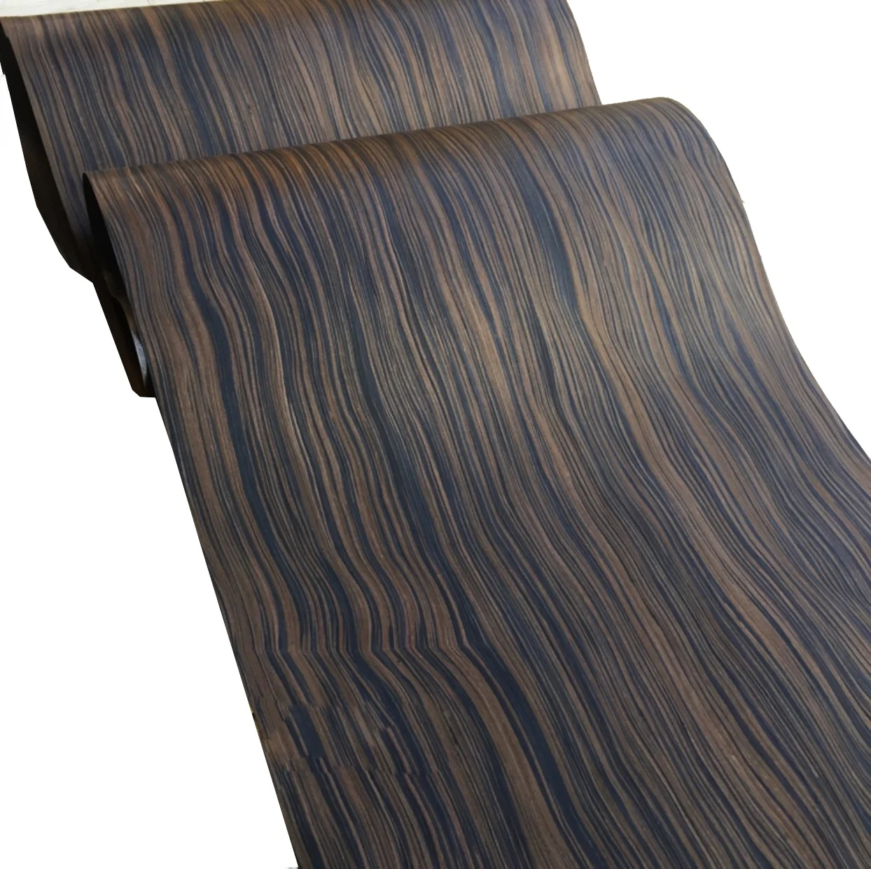 L:2.5Meters Width:55cm   Thickness:0.25mm  Technology Wave Pattern Macassar Ebony Wood Veneer(back Nonwoven fabric)