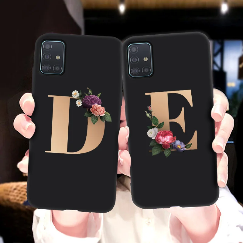 For Samsung Galaxy A52 Cases Silicon Alphabet Funda Samsung A72 A32 A42 A51 A12 A21s A32 A32 A41 A50 A70 S22 Plus Ultra Cover