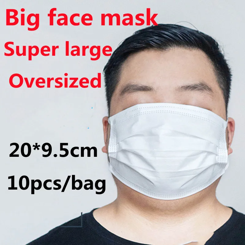 

Enlarged Lengthened Mask Big Face Mask Audlt Disposable Masque Protective Masks Melt Blown Cloth Non-woven Fabric Fat Man Masks