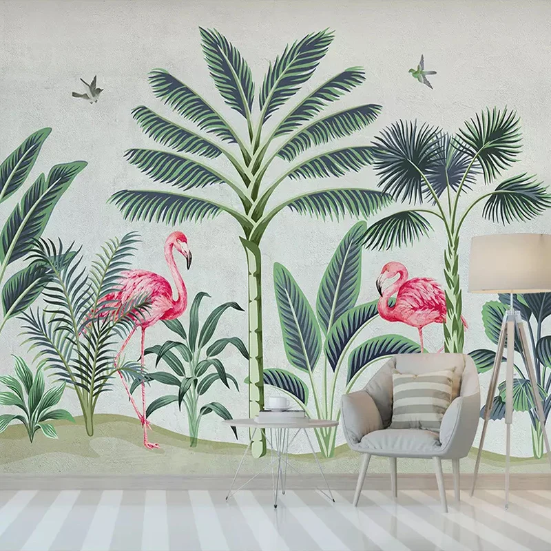 Фотообои на заказ ручная роспись тропический лес Птица Листья 3D фотообои для