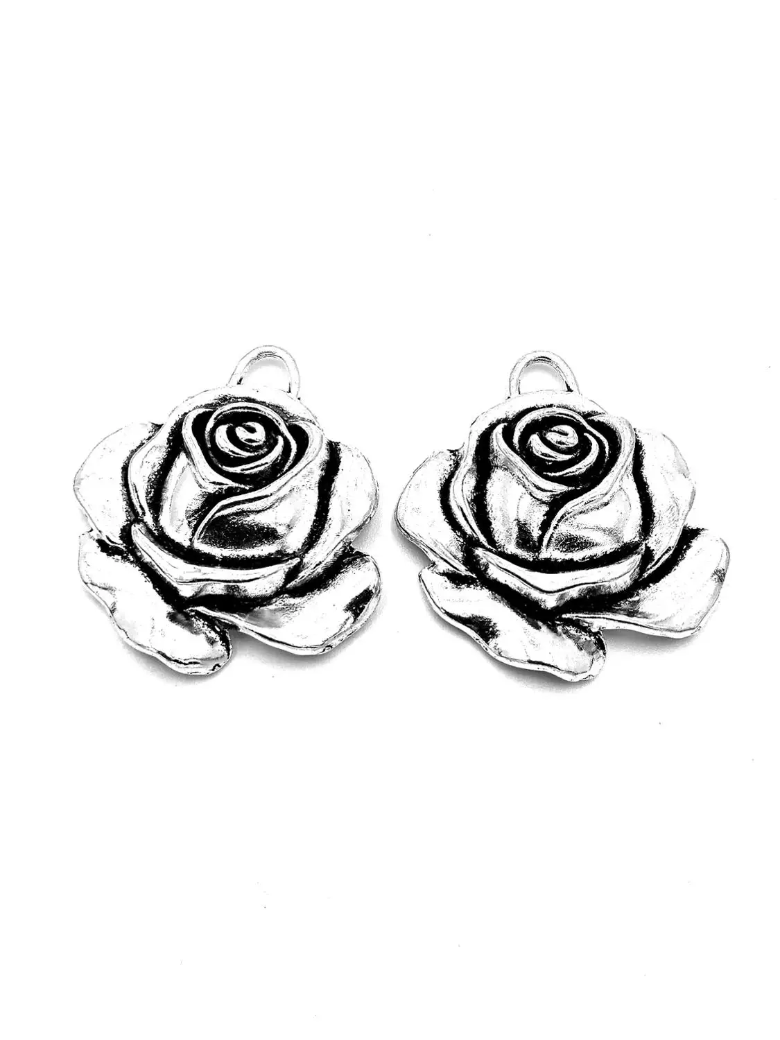 

10pcs Rose charms pendant 36x33mm antique silver ornament accessories jewelry making craft base material