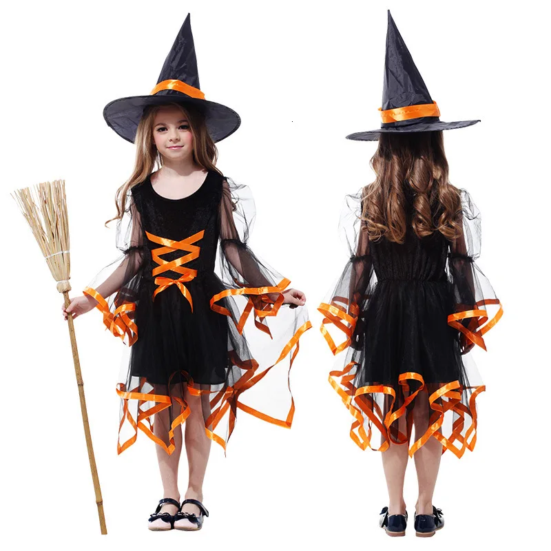 Новое поступление Хэллоуин вечерние Детский костюм ведьмы для косплея девочек
