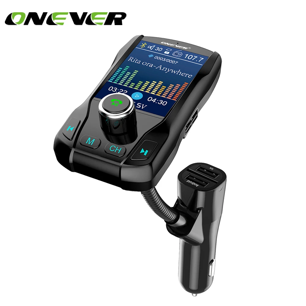 

Onever Wireless Bluetooth FM Transmitter Modulator Hands-Free Car Kit 1.8 Inch Color Screen Car MP3 Player With 5V 3.1A Dual USB