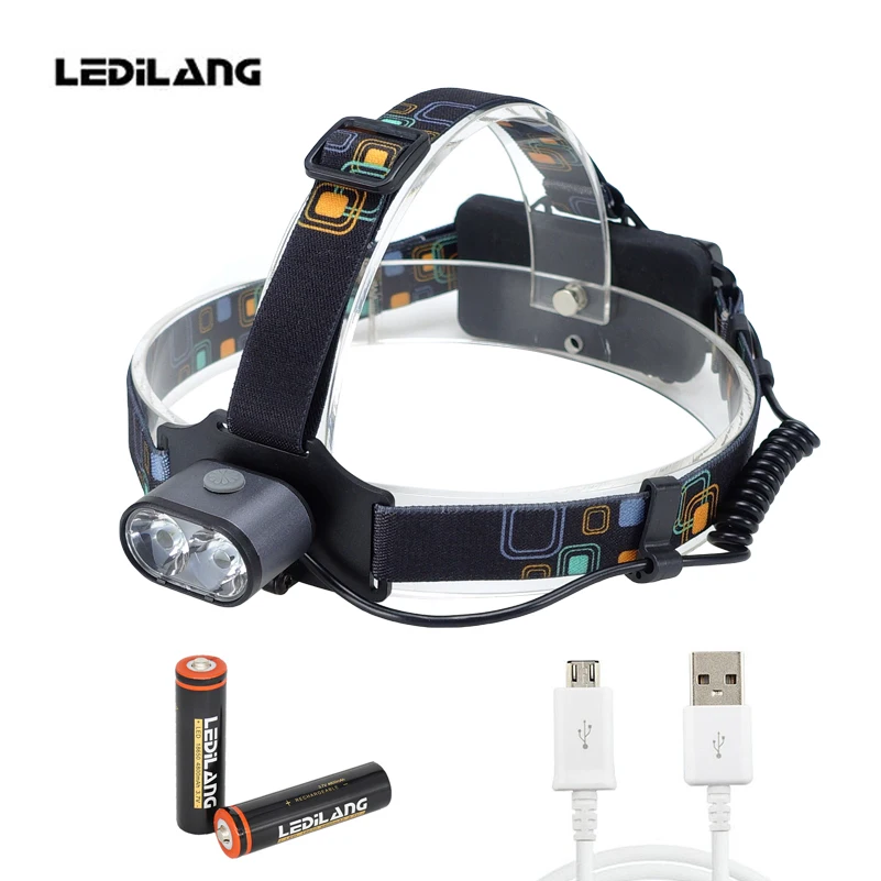 

LED Headlamp XML-T6 3 Modes Rechargeable Headlight Head Lamp Spotlight Head light 2* 18650 Battery fishing headlight