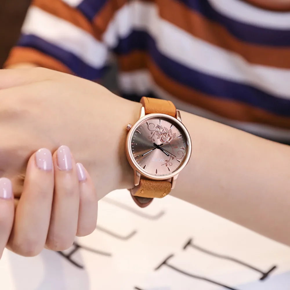 

2019 Relogio Feminino SOKI Watch Women Casual Quartz Leather Strap Watch Analog Wrist Watch Montre Femme Reloj Mujer Clock W50