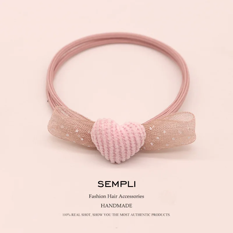 Эластичные резинки для волос Sempli высокоэластичные с сердечками женщин детей