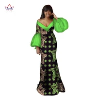 2021 autumn traditional african clothing dashiki floor length african v neck dresses for women full sleeve none 6xl brw wy2368
