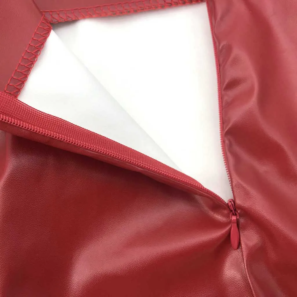 

Solid Metal Zipper High Waisted Wrap Hip Skirt Elegant Undefined Sexy Fashion Leather skirt women pu leather bodycon wrap skirt