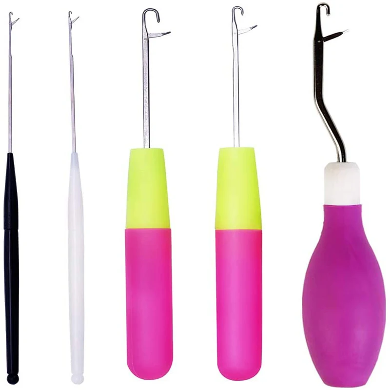 

Dailylike 5pcs Plastic Handle Latch Crochet Hook Hair Weave Needle Wigs Knitting Extensions Styling Tools Carpets Making Repair