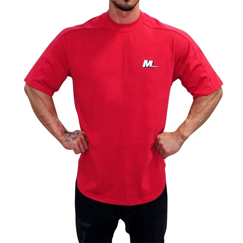 Модная хлопковая футболка с коротким рукавом мужские футболки для фитнеса