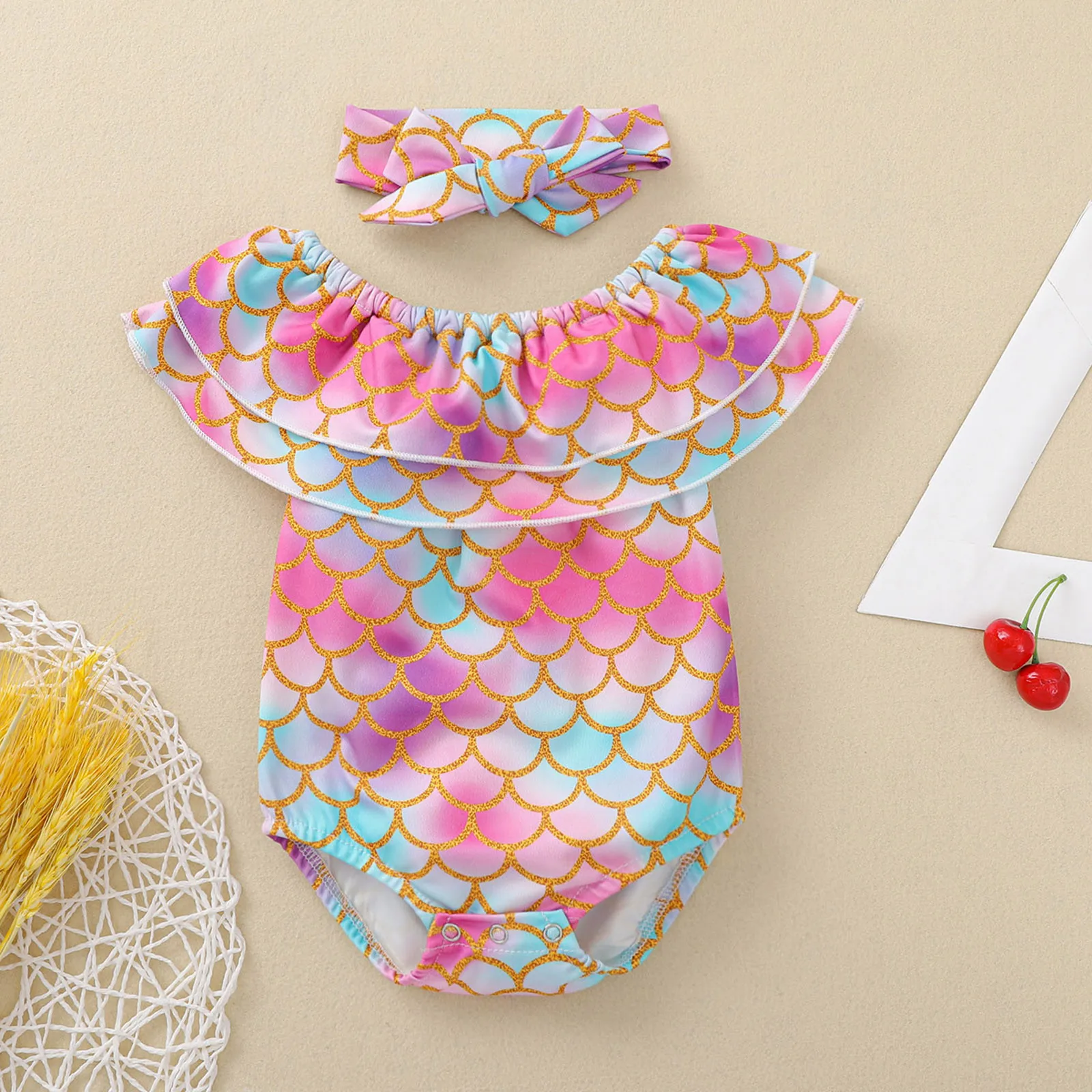 От 0 до 24 месяцев одежда для малышей маленьких девочек набор бикини Русалка