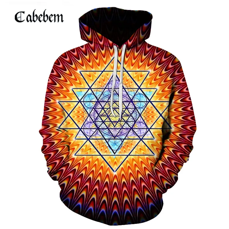 Новинка осени 2019 мужская толстовка с 3D геометрическим цифровым графическим