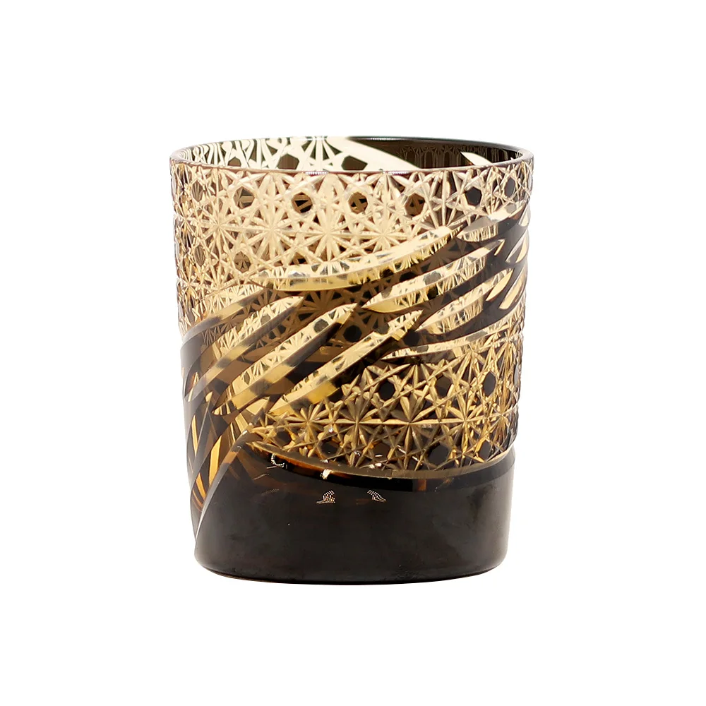 

Bohemian Czech Engraving Whiskey And Wine Cup / Drinking Ware Hand to Color Glass Whisky Tumbler Gift Wood Box