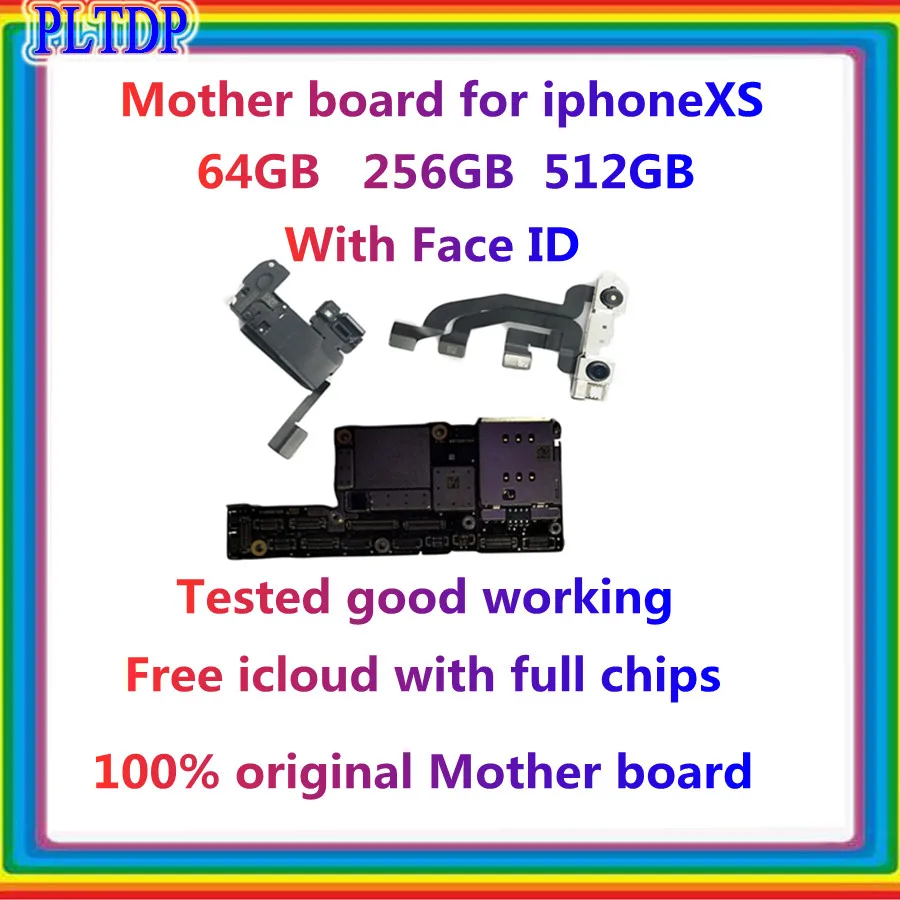 

100% Original High Quality Board For iPhone XS Motherboard With/NO Face ID Free iCloud Full chips test logic board Support updat