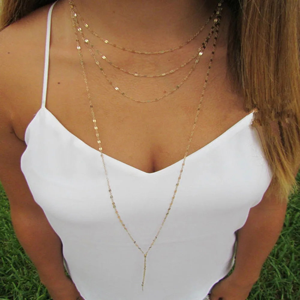 2019 богемное многослойное ожерелье цепочка сексуальное длинное ювелирное