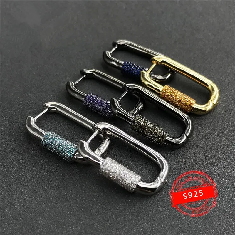 

pendientes de cerradura de amor para parejas, de plata de ley s925, hebilla de pendiente colgante simple, regalo de joyería