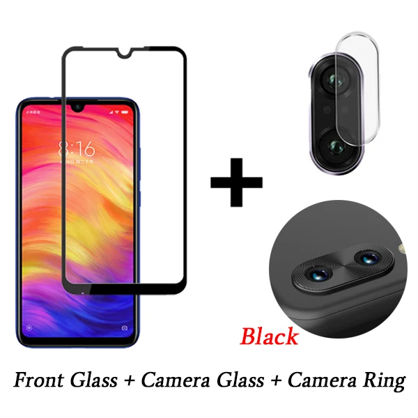 Black Ring 3 в 1 защитный Стекло для спортивной камеры Xiao mi Red mi Note 7 Защита для экрана камеры защитная пленка объектива закаленное Стекло на Red mi Note 7 - Цвет: Black Ring