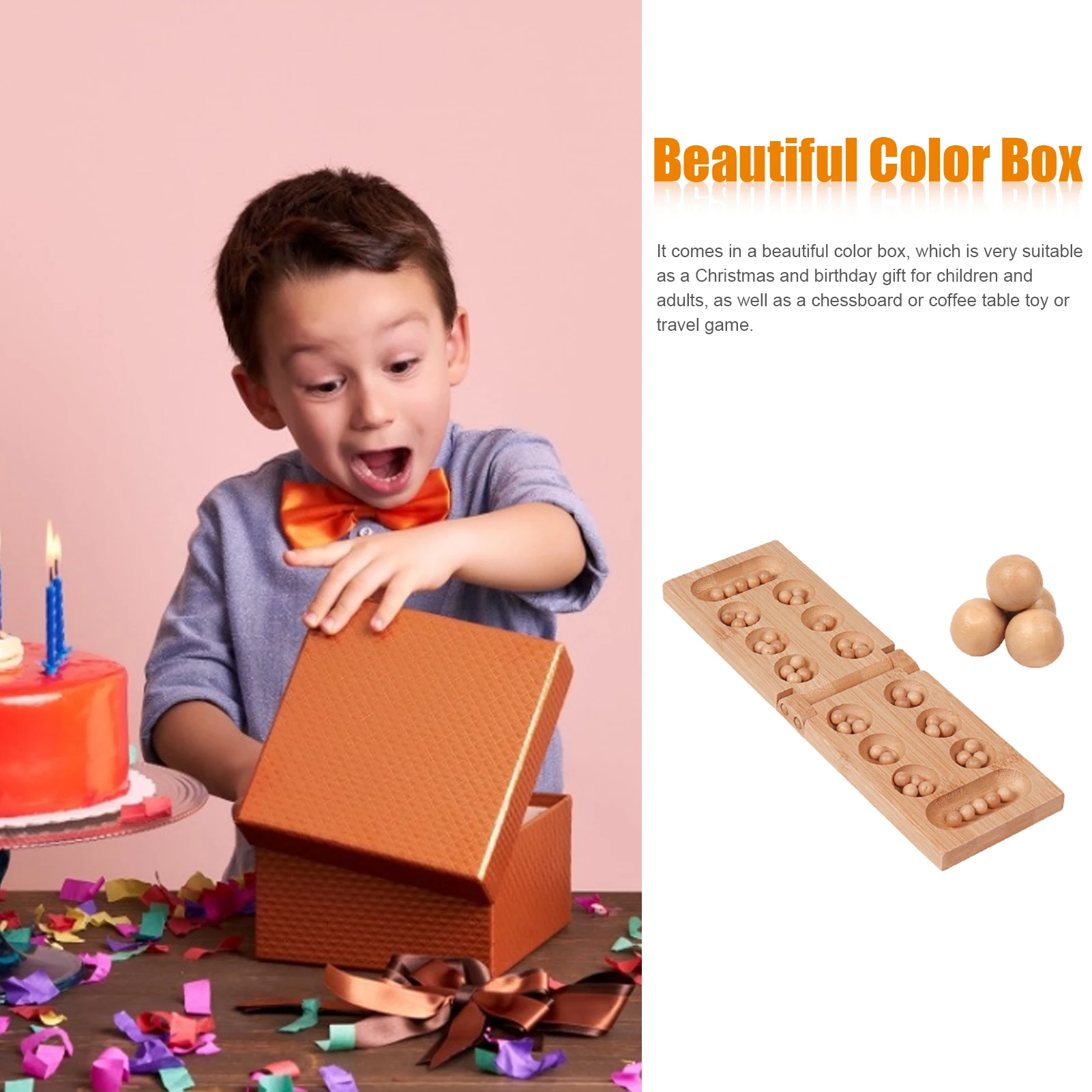 

Mancala Board Games African Chess Game Folding Wooden Checkerboard Children Adults Strategy Games Educational Toys brightly