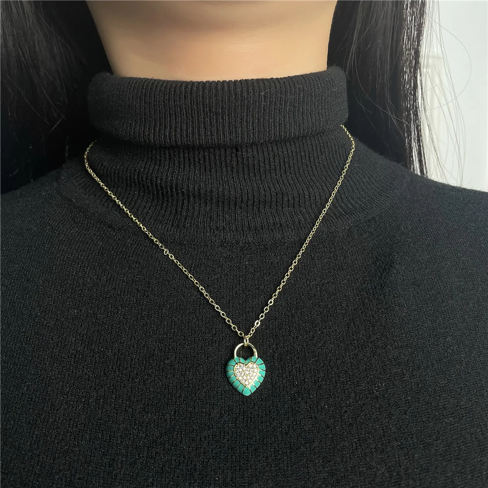 Ожерелье с кубическим цирконием в форме сердца французская металлическая