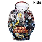 Толстовки для детей от 3 до 14 лет, толстовка с капюшоном с принтом Fire Force, сезон 2, модная куртка с аниме для мальчиков и девочек, пальто, детская одежда