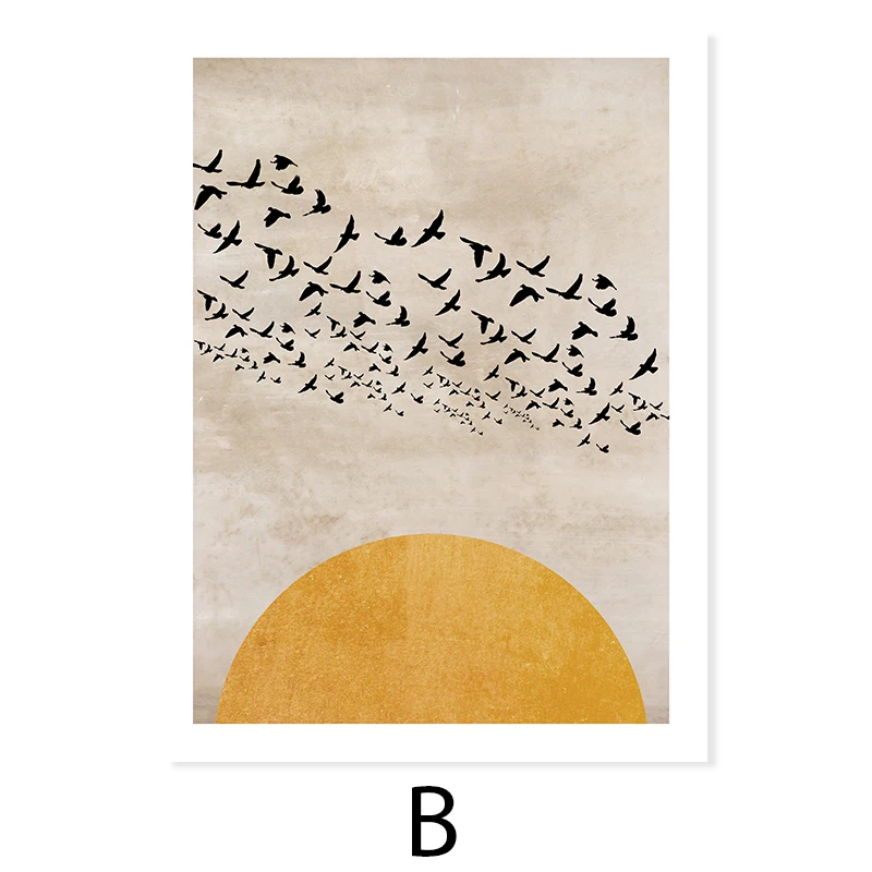Sun Silhouette Scandinavian Design Burnt Orange Canvas Painting Wall Art Posters and Prints Picture for Living Room Home Decor | Дом и сад