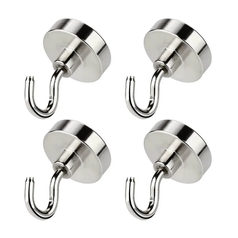 

Heavy Duty Magnetic Hook, Strong Neodymium Magnets Hook for Home, Kitchen, Workplace,etc ,D16mm Hold up to 80Pounds, Pack of 4