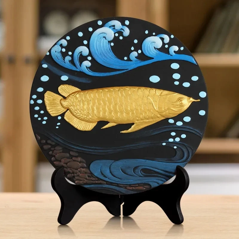 Декоративная тарелка с резьбой по углю 20 см | Дом и сад