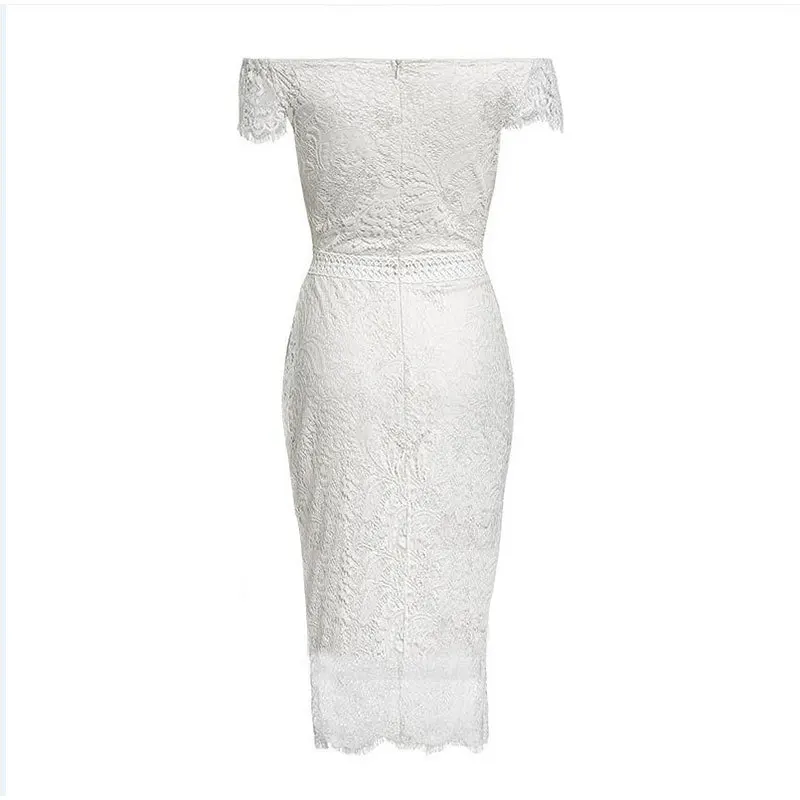 

GrBreezing Summer White Dress Women Plus Size Midi Dresses Spring Sexy Bodycon Tulle Lace Dress Office Clothes Female Vintage