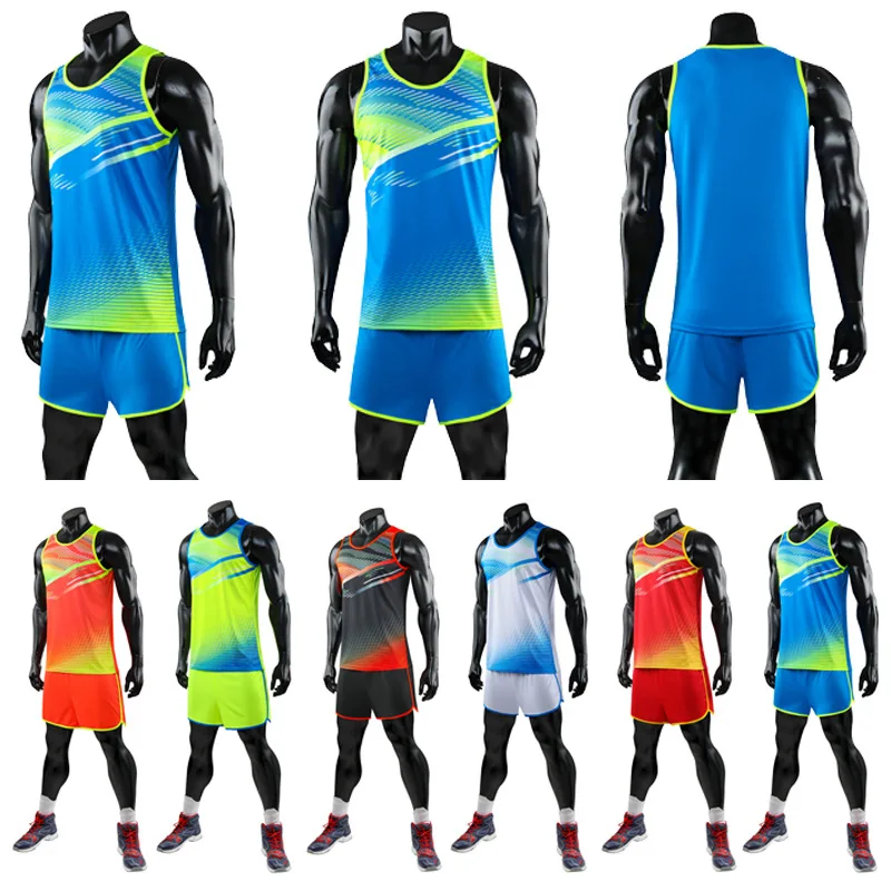 

Мужские и женские комплекты для бега, мужские комплекты из 2 предметов: жилет и шорты для соревнований по бегу, спортивная одежда для бега и м...